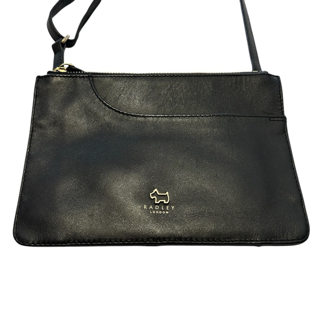 RADLEY LONDON Womens Handbag Pockets/Compartments 2 Zips Leather Black Crossbody